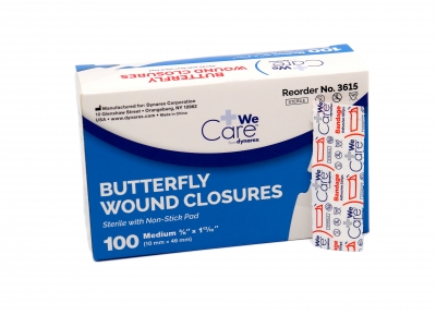 Butterfly Wound Closures Medium 3/8" x 1-13/16" (100/bx)